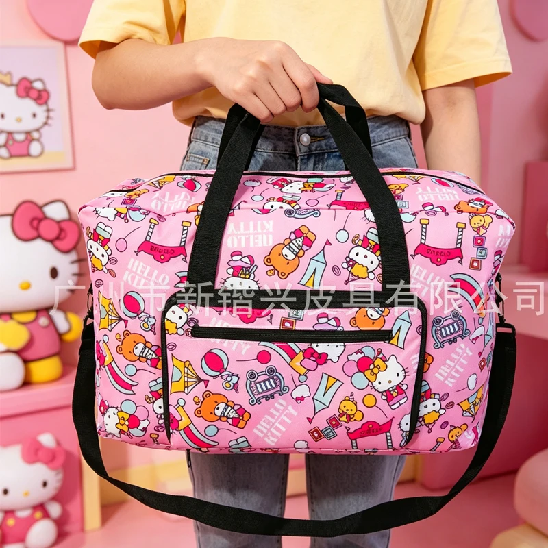 

Cinnamoroll Travel Bag Kuromi Water Proof Anime Hello Kittys Kawaii Cartoon Portable Fold Can Be Fixed To The Trolley Case