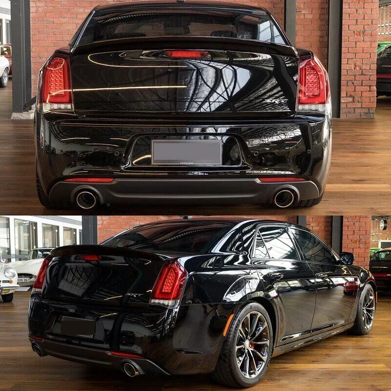 Gloss Black For 2015-2023 Chrysler 300 Rear Bumper Lip Diffuser Dual Exhaust