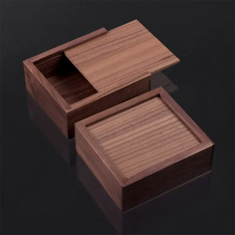 1Pcs Walnut Square Wooden Unfinished Storage Box for Necklace Jewelry Ring Or USB Organizer Natural Wood Decor Box Case Gift