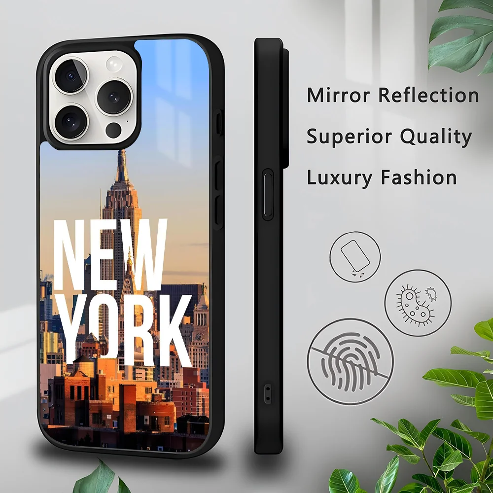 

NYC NEW YORK CITY Phone Case for iPhone 16 15 14 13 Pro Max 11 Mini Alex Mirror For Magsafe Wireless Charging Cover