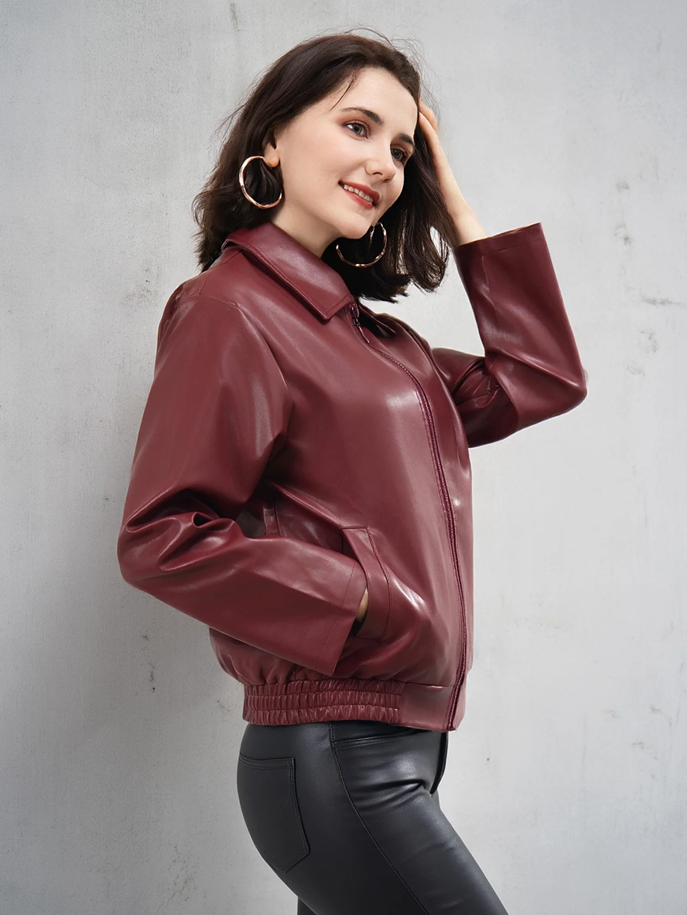 Veste de motard en simili cuir pour femmes, manteau zippé, printemps-automne