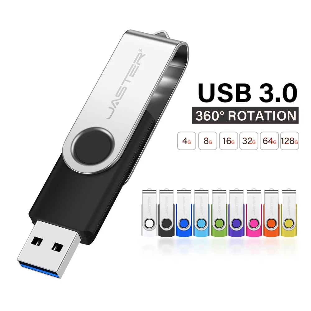 

JASTER USB3.0 Metal Memory Stick 128GB Business Gift USB 3.0 Flash Drive 64GB Rotatable Pen Drive 32GB Colorful USB Stick 16G 8G