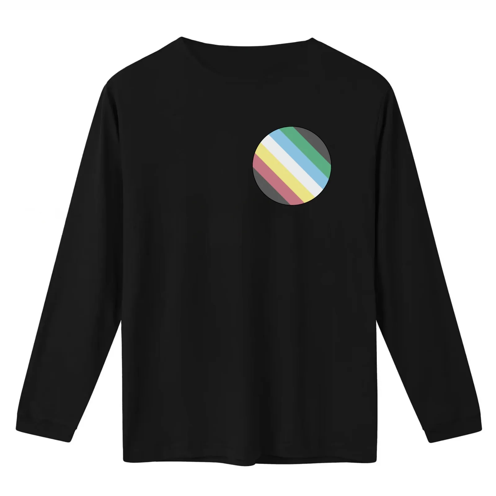 Disability pride flag circle (version 3 without text) T-Shirt Summer Casual Cotton Tee Oversized Streetwear Tops 100% Cotton