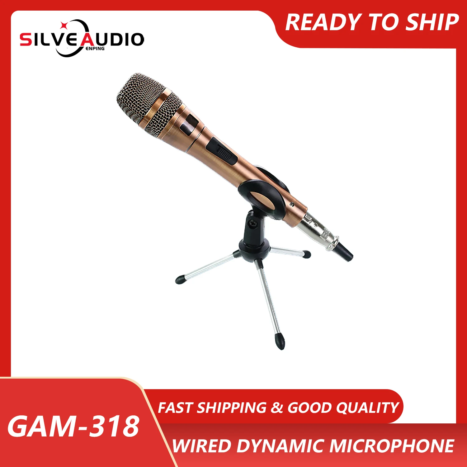 GAM-318 Dynamic wired microphone computer live speaker supporting usb microphone bronze handheld microphone