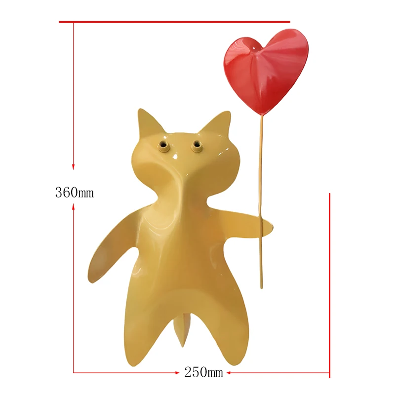 Adorable Love Cat Figurine Sculpture Photo Prop Decor Metal Artwork Kitten Statue TV Cabinet Tabletop Living Room Home