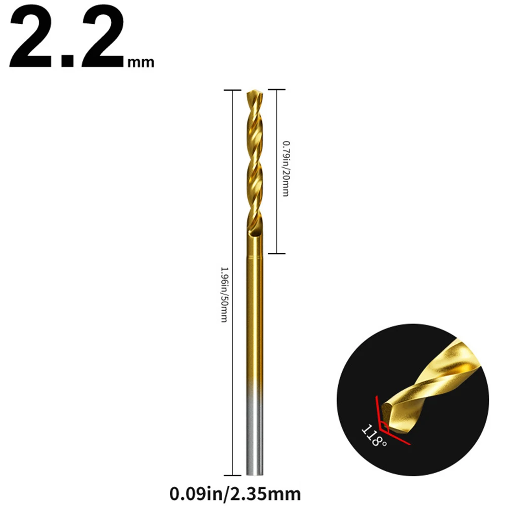 1pc 50mm Extended Drill Bit 0.6-2.2mm Reducing Twisting Tiny Drill Bit 2.35 Shank Engraving Bit Hole Drilling Tool For DIY Carve