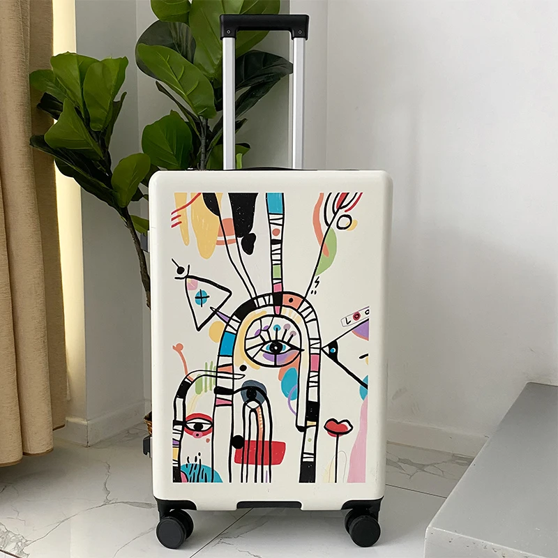 Art luggage men women INS suitcase super fashion lightweight 20 inch boarding trolley case luxury 24 password box hardside case