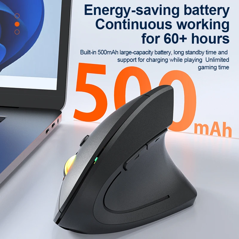2.4GHz Bluetooth Wireless Mouse Rechargeable Vertical Mouse Ergonomic 1600DPI Adjustable 6Buttons For PC Computer Laptop Desktop