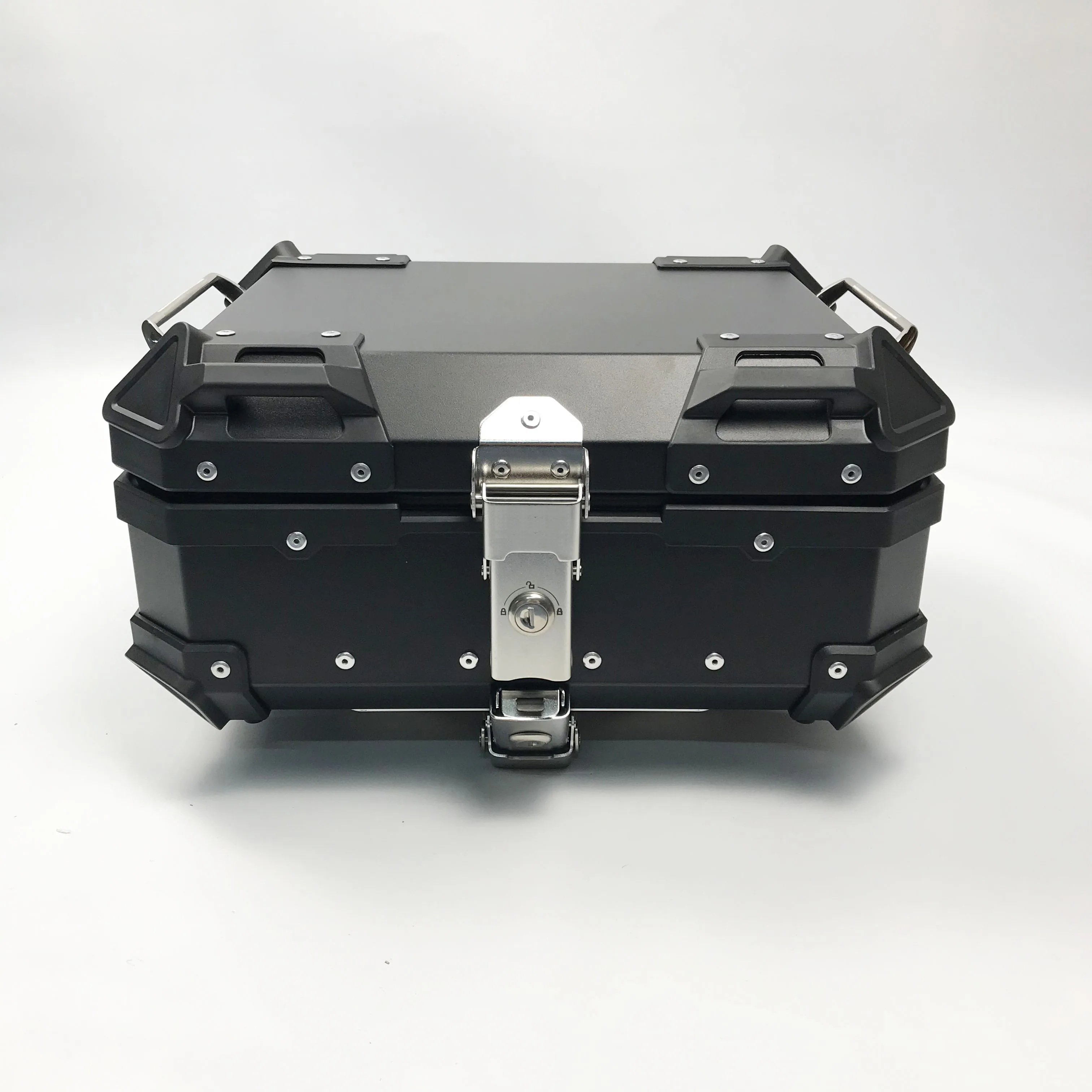 

22L Aluminium Alloy Motorcycle Tail Box Top Case Scooter Luggage Delivery Black/Silver Color