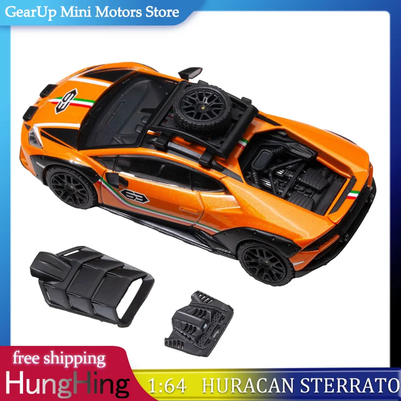 

HungHing Toys 1:64 Lamborghini Huracan Sterrato V10 - открывающаяся литая под давлением модель из сплава, значок быка, модель суперкара, развивающие игрушки