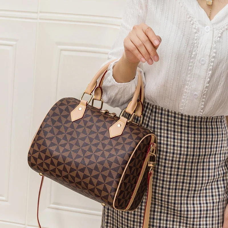 Boston Shoulder Bags For Women 2023 New Plaid Luxury Crossbody Shopper Fashion And Vintage Pu Leather Ladies Female Hot Handbags