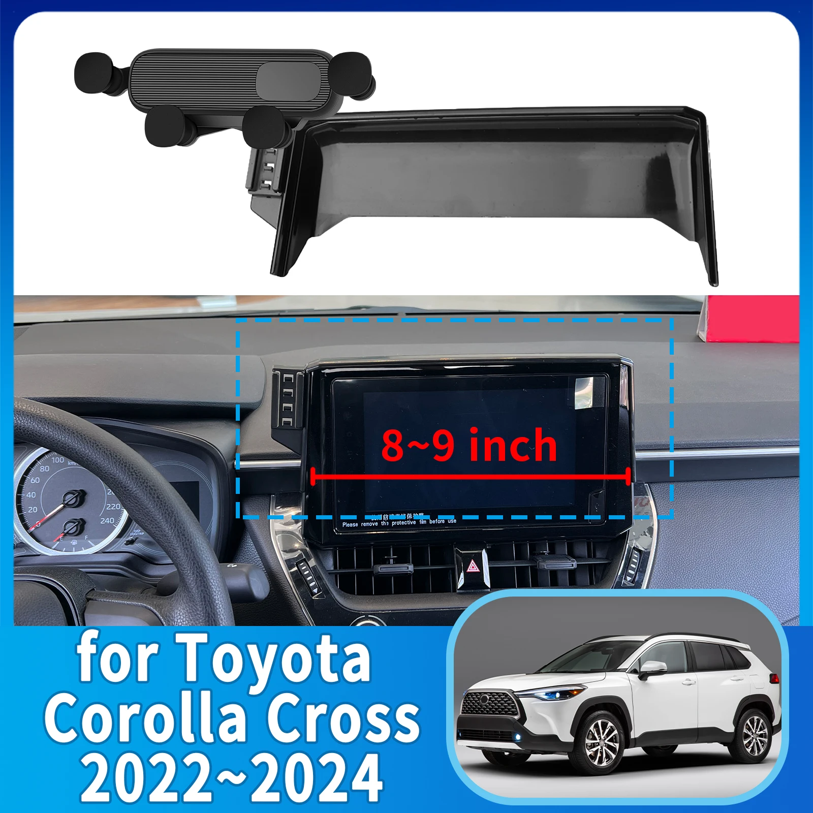 

fit for Toyota Corolla Cross XG10 2022-2024 8/9in Phone Holder, Dashboard Screen Mount Bracket Easy Installation​​ accessoires