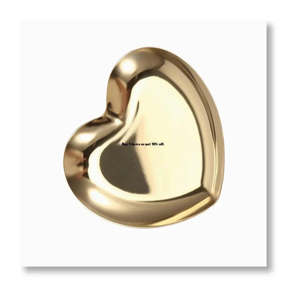 ●Heart Shaped Jewelry Serving Plate Metal Tray Storage Arrange Fruit Tray Home Gold