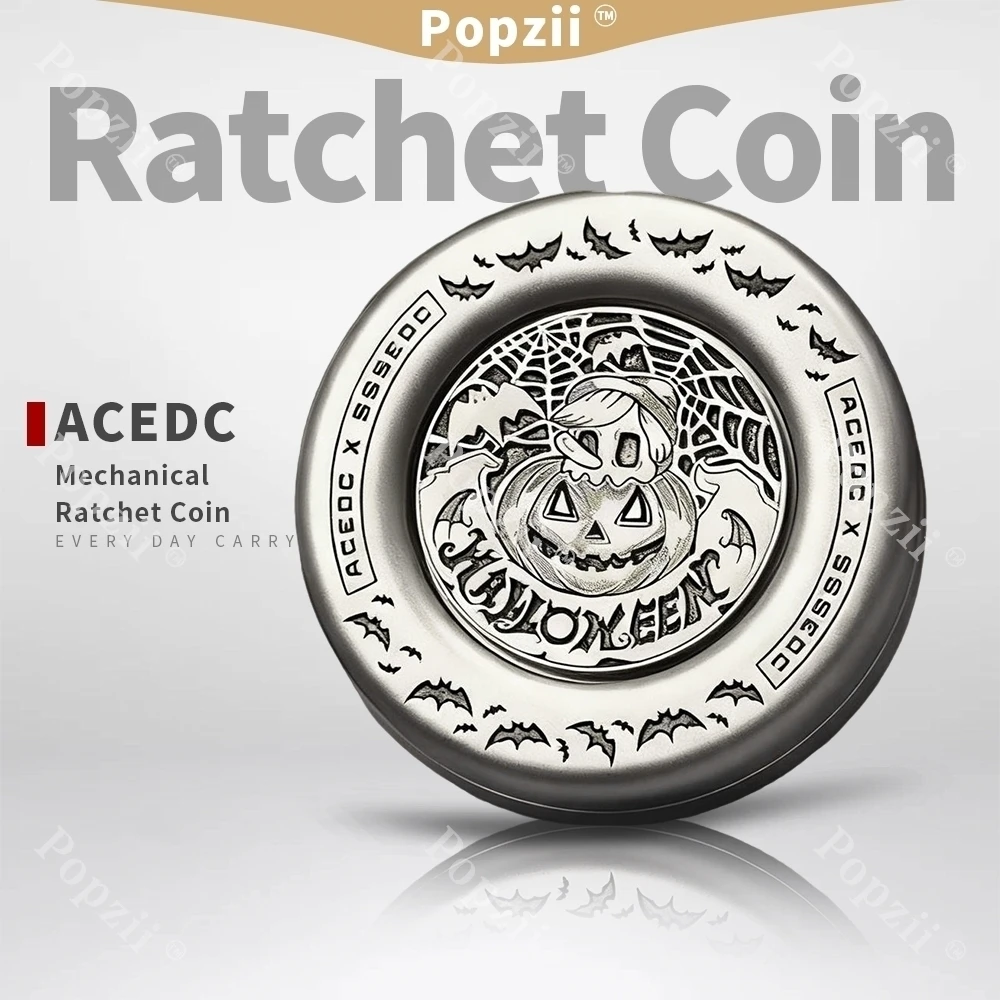 ACEDC Mechanical Ratchet Coin Adults Stress Relief Toy Fidget Spinner Fingertip Gyro Fingertip Tricks EDC Flips Anxiety Toys