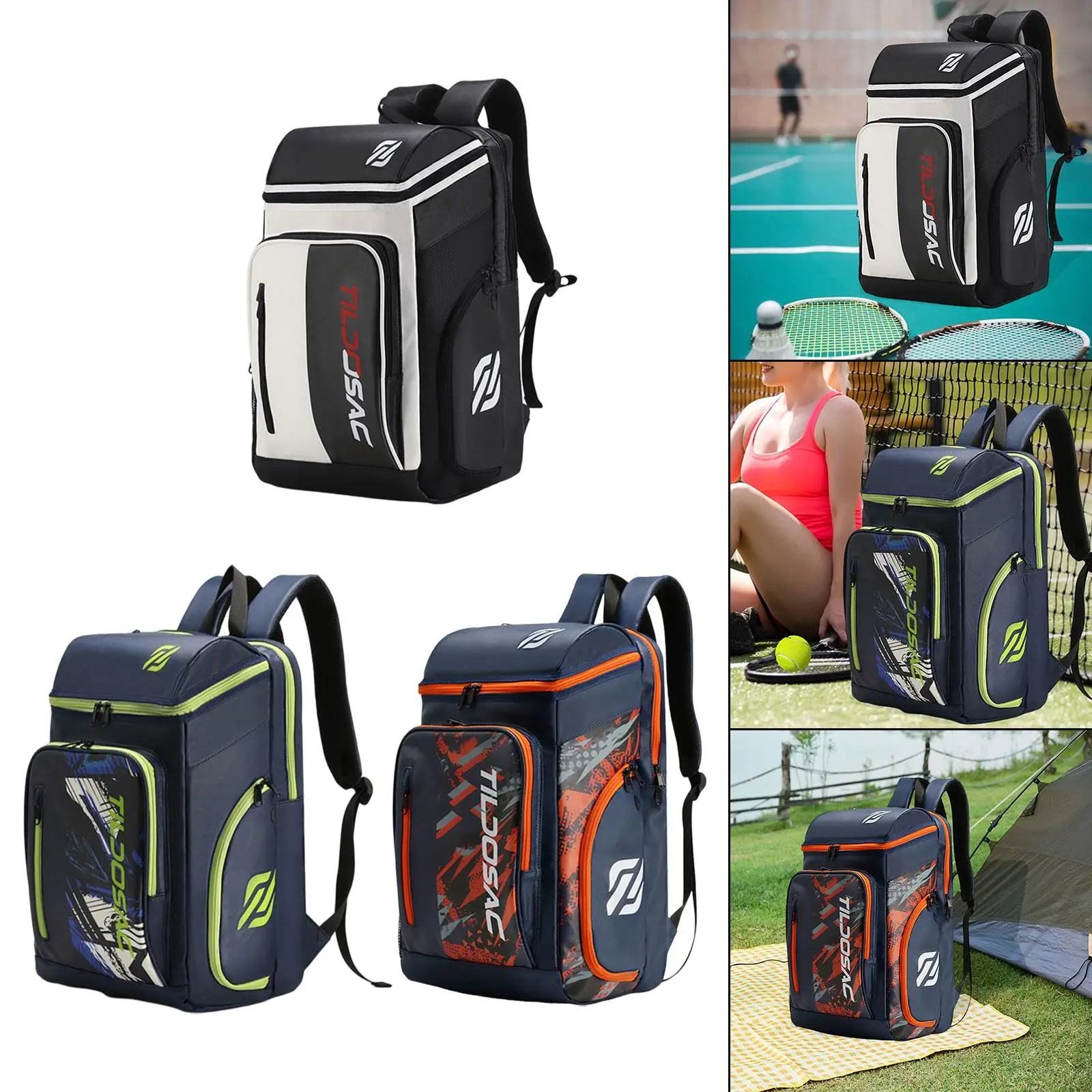 

PU Tennis Backpack with Shoe Compartment Sports Carrying Bag for Squash Badminton and Pickleball Rackets