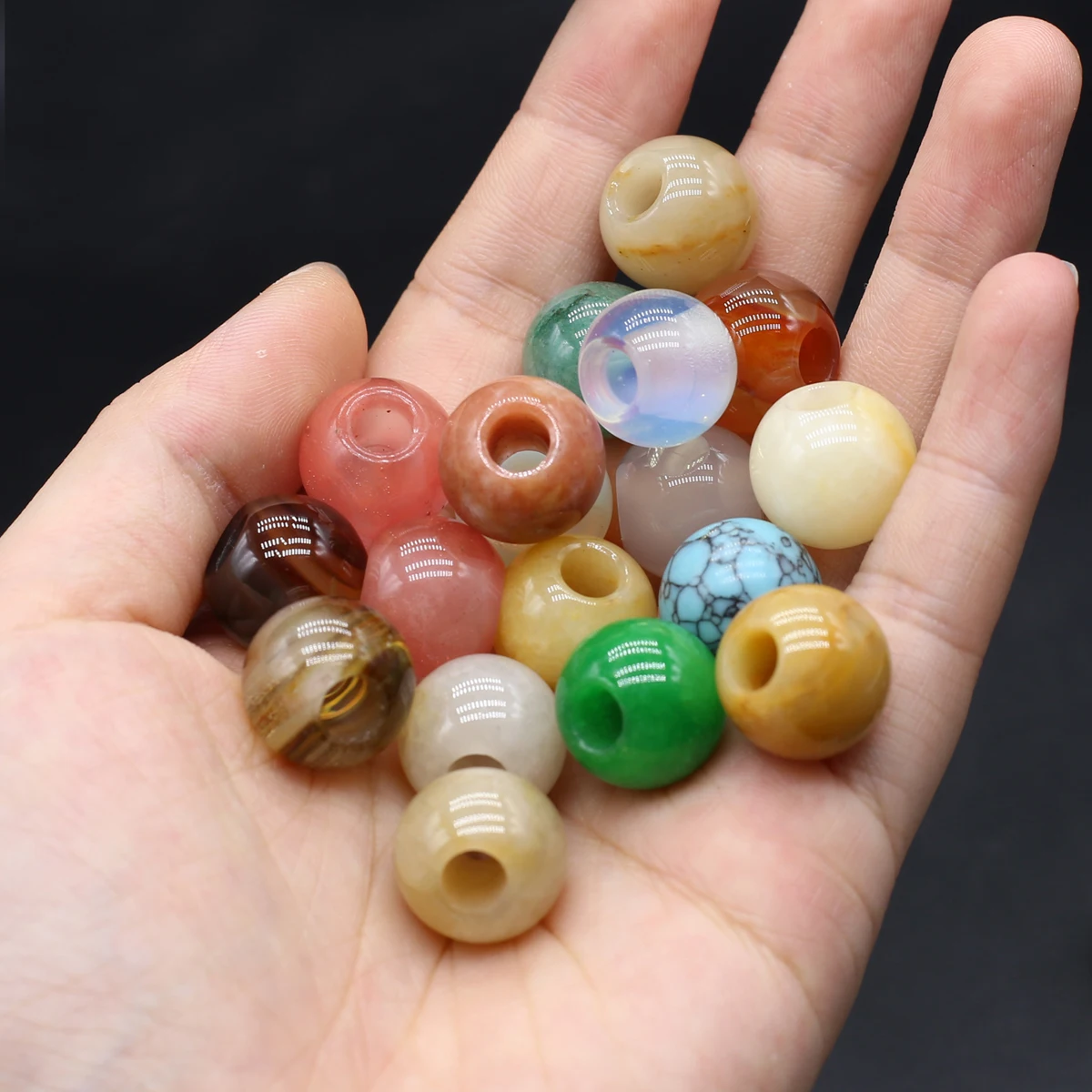 Mix Color Natural Stone Bead Round Shape Agates Beads for Making DIY Jewerly Necklace Earrings Bracelet Accessories 14x12mm