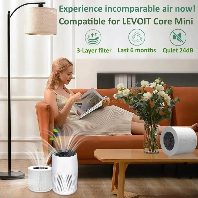 مرشح تنقية الهواء D0AB لـ Levoitcore Mini/Mini-RF HEPA ترشيح الكربون المنشط