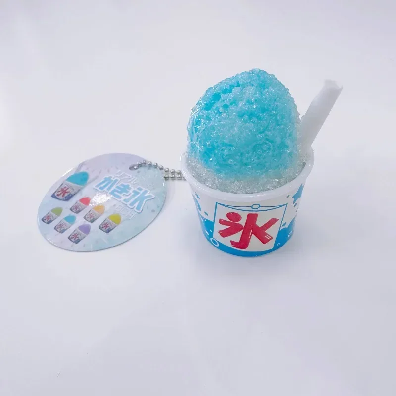 Cute Gashapon Kawaii Figure Anime Miniature Summer Shave Ice Cub Snack Food Keychain Pendant Model Capsule Toys Doll Decor Gift