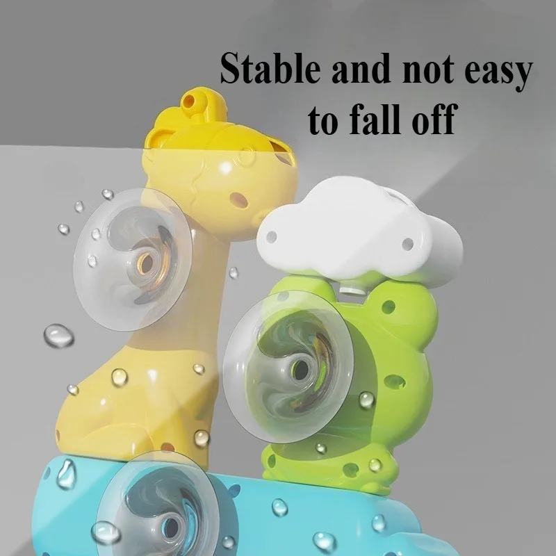 1 conjunto de sistema de chuveiro infantil com sprinkler rotativo e brinquedos de animais, conjunto de pulverizador de banho com ventosa para crianças, material seguro