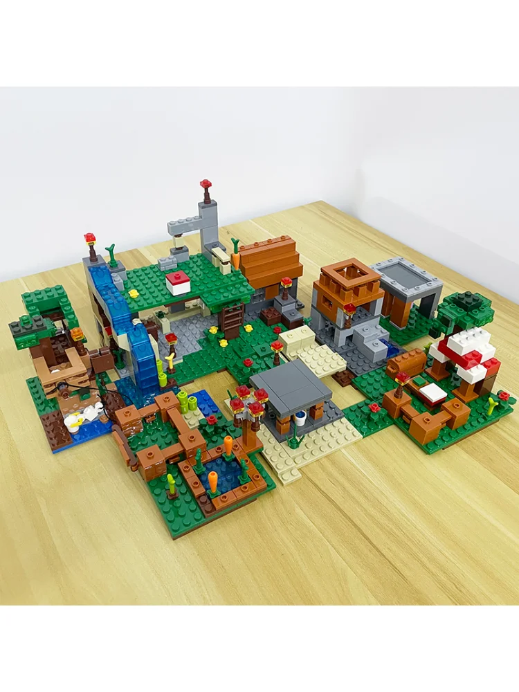 DIY Bausteine Windmühle Baumhaus Kriegspferd Dorf Bauernhof Modellbausatz Spielzeug als Geburtstagsgeschenk