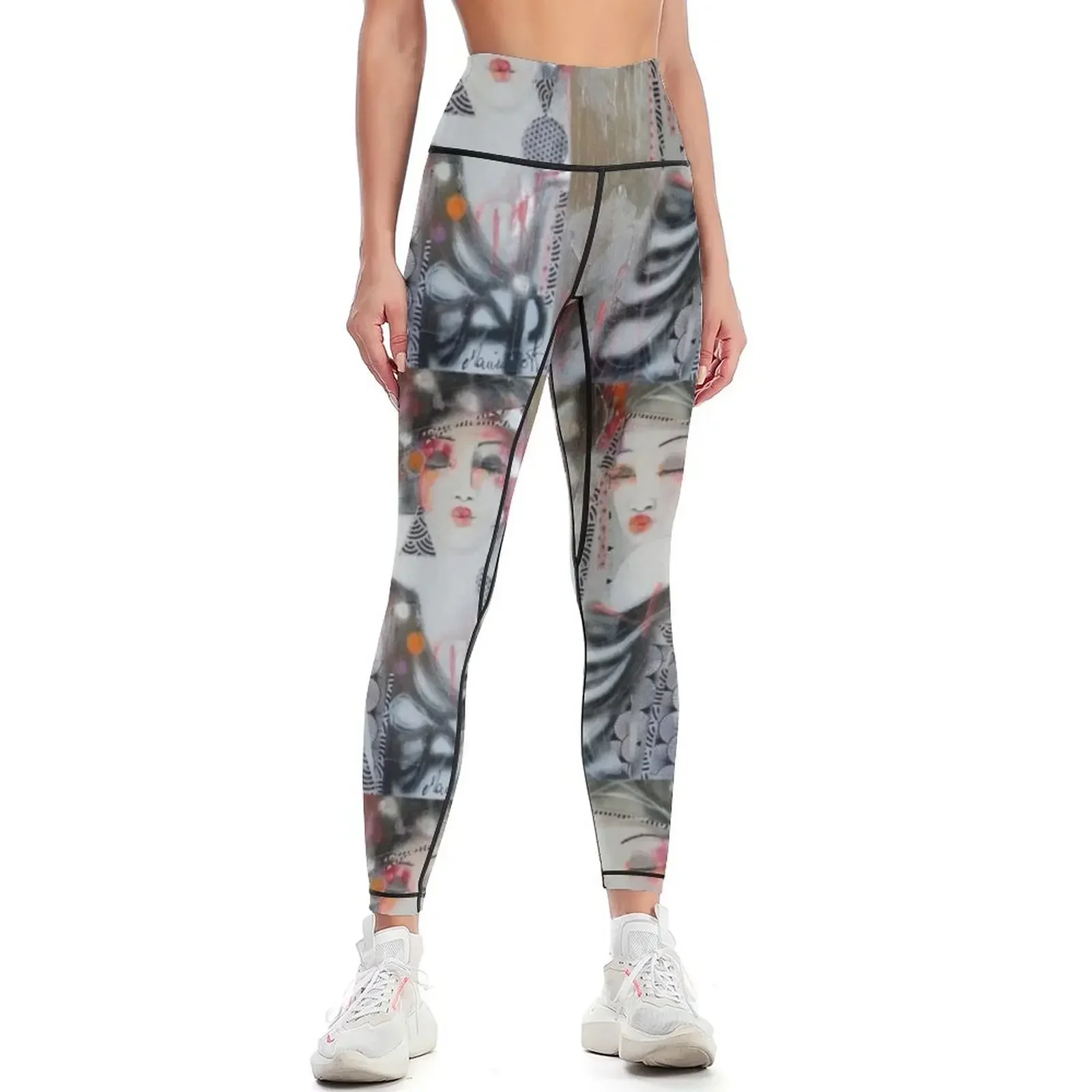 

Geisha-Street Art "Les Twins" Leggings Jogger pants high waist Women's trousers Women's fitness Womens Leggings