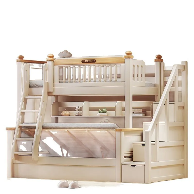 Cherry wood bunk bed double layer two layer adult two layer bunk mother and child bed