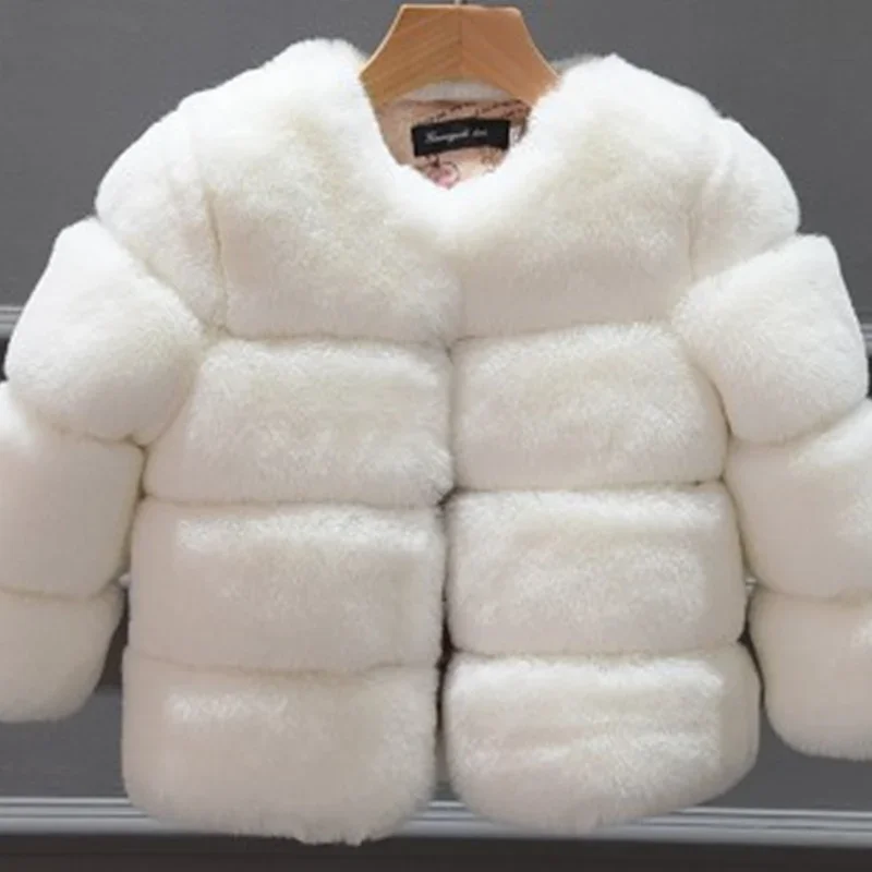 

Girls Fur Coat Jacket Cotton Outwear Overcoat 2024 Solid Warm Thicken Plus Velvet Winter Autumn Teenager Fuzzy Children's Clothi