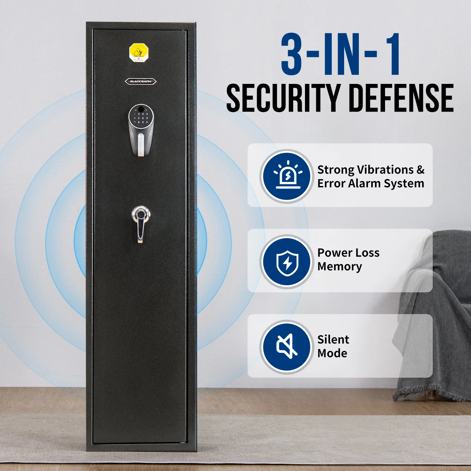 BlackSmith SE0106 Rifle Safe for Home Quick Access Long Gun Rifle Safe with Digital Keypad and Key Unlock Rifle Gun Safe