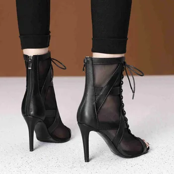 Estiletes de salto alto para mulheres, sapatos de dança jazz, botas sexy ao ar livre, interior e exterior, preto, alta qualidade