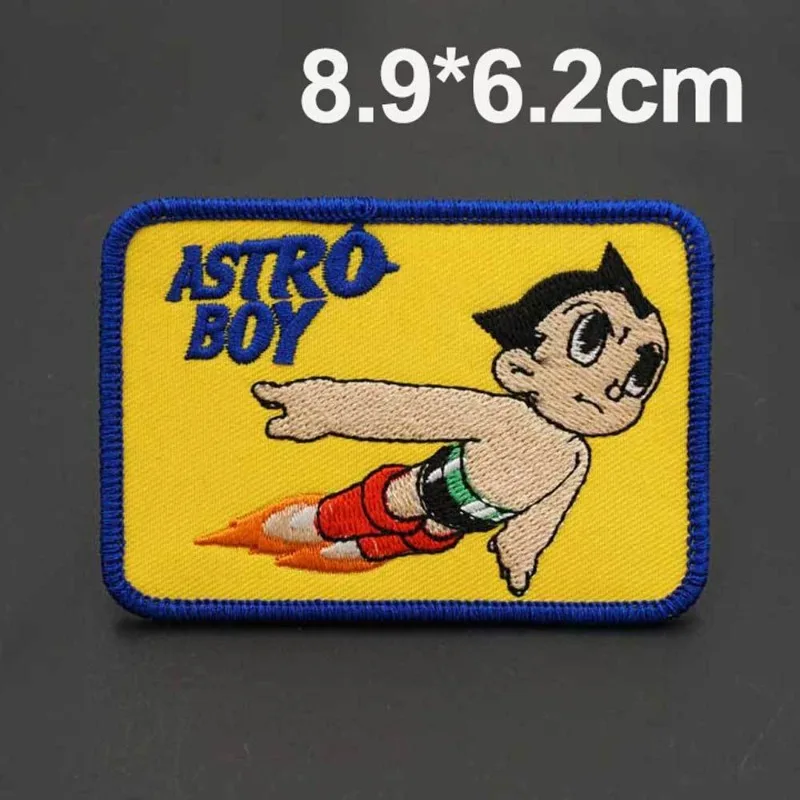 Astro Boy Atom Badge Stickers DIY Cartoon Embroidery Velcro Patches Kids Clothing Iron on Patch Appliques Clothes Hats Patches