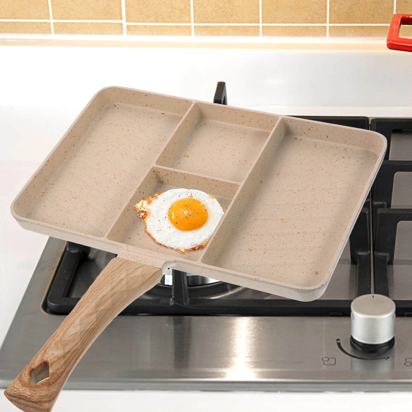

Non Stick Egg Breakfast Pans Square Skillet Divided Cooking Frying Divider Small Egg Aluminum Alloy Kitchen Pan Anti Scalding