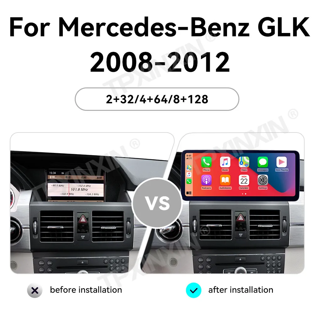 UltraThin 12.3'' Screen For Mercedes-Benz GLK 2008 - 2012 Android Car Radio Multimedia Video Player Wireless Carplay Autoradio
