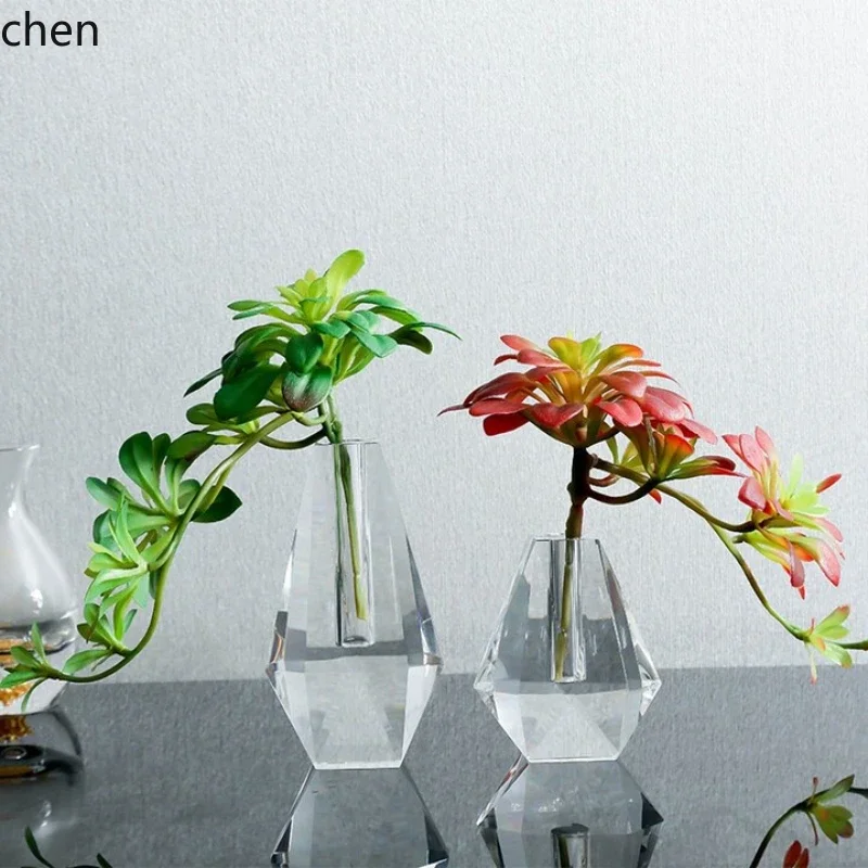 Crystal Vase Creative Simple Modern Light Luxury Living Room Entrance Flower Arrangement Glass Decoration