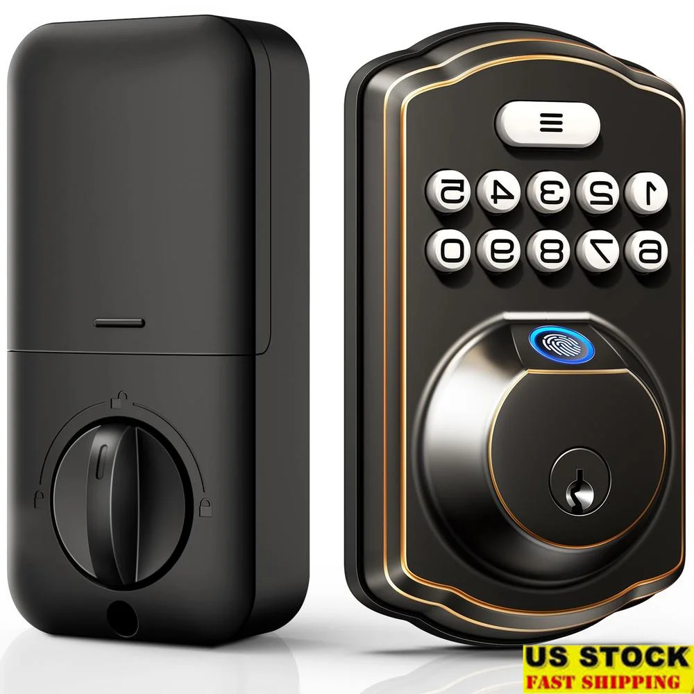 Fingerprint Electronic Keypad Deadlock Smart Lock Biometric Security Auto Lock 20 User Codes Passcode Keyed Unlock One-Time