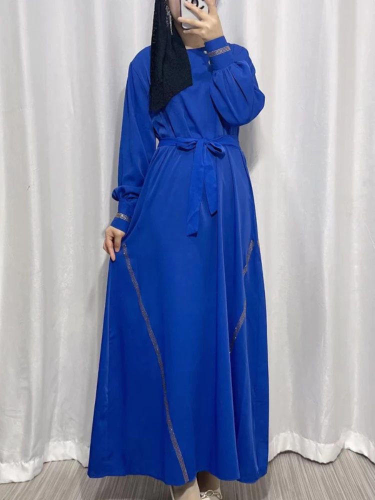 Dresses Eid Muslim Women Loose Lace Up Dress Abaya Party Ramadan Abayas Caftan Kaftan Elegant Vestidos Dubai Middle Turkey