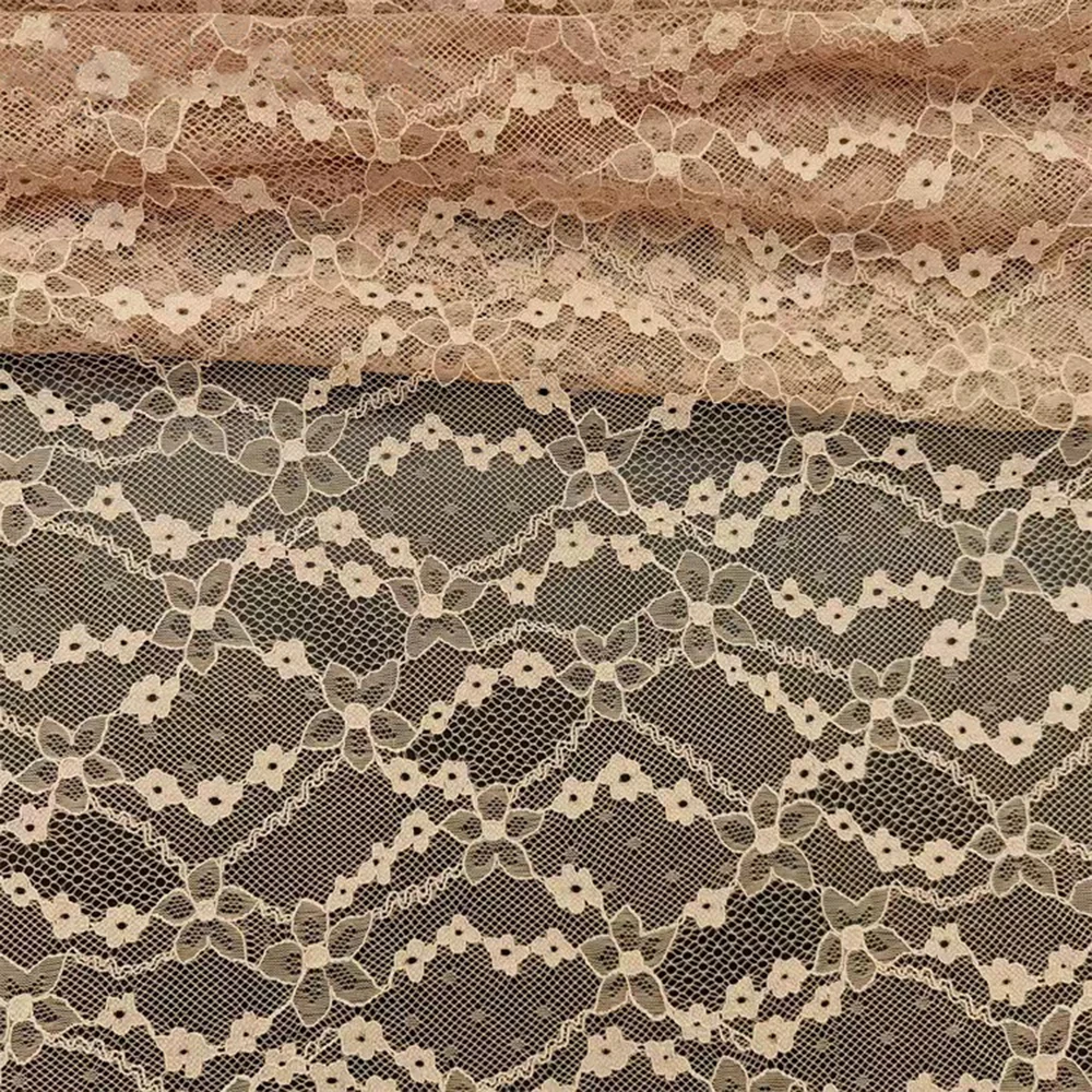Floral Embossed Lace Fabric Retro Ditsy Print Lightweight Sheer Soft Material For Sewing DIY Wedding Dress Lingerie Craft view 3
