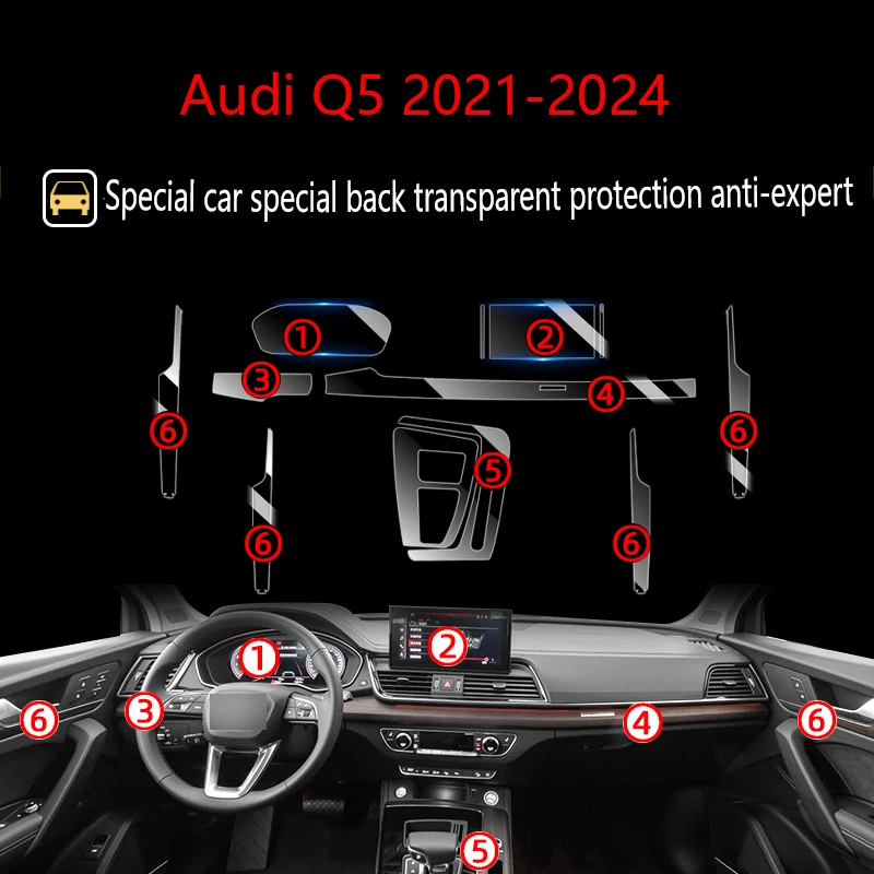 

Tpu Transparent Film for Audi Q5L Q5 2021-2024 Car Interior Protection Sticker Center Console Navigation Door Car Accessories