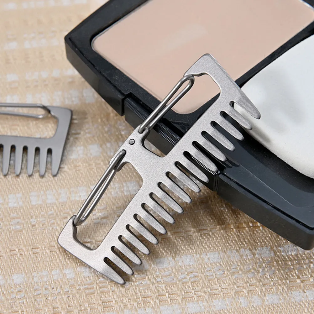 1Pcs Lightweight Outdoor Comb Titanium Alloy Portable Anti-Static Multi-Function Small Keychain Travel Comb Outdoor Supplies