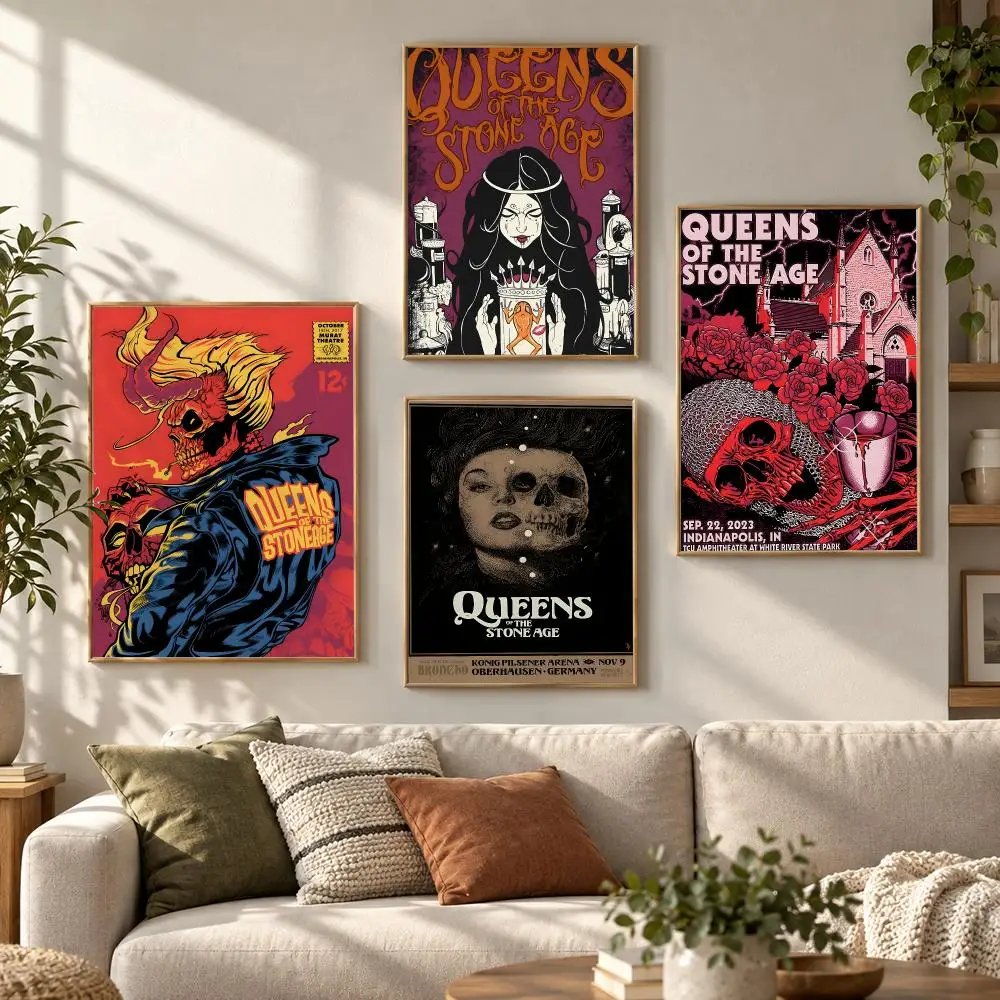 Queens of the Stone Age Rock Band Music Album Retro Poster Contemporary Wall Art Print for Bedroom & Living Room, Unframed
