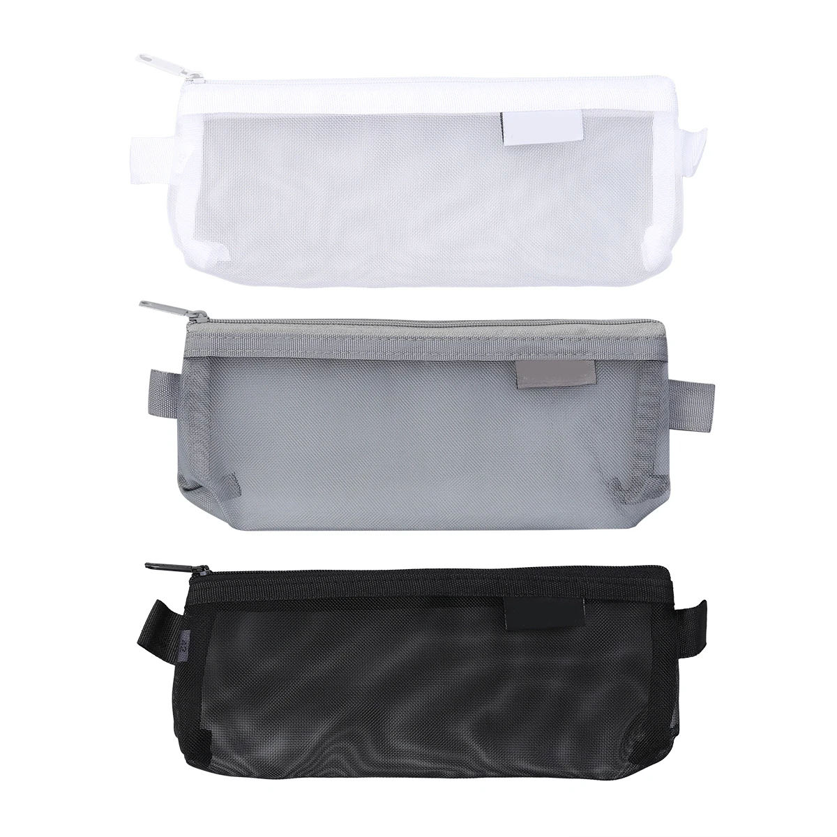 

3 Pcs Zipper File Bags Portable Transparent ganizer Mesh Pencil Case Storage Travel Holder Document Pouches Polyester