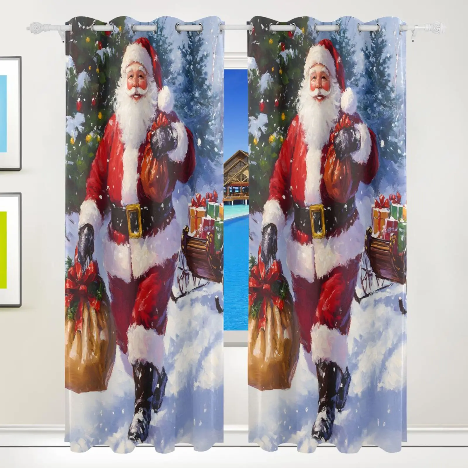 Blackout Curtain For Living Room Santa Claus Desig Drapes Bedroom Kitchen Balcony Pastoral Fresh for Window Treatment Decoration