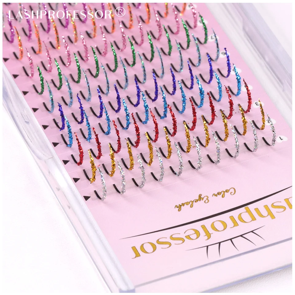 Glitter Shiny Colorful False Eyelash Extension Mix Color Lashes Christmas Cosplay Party Glitter Color Cilia Eyelash Supplies