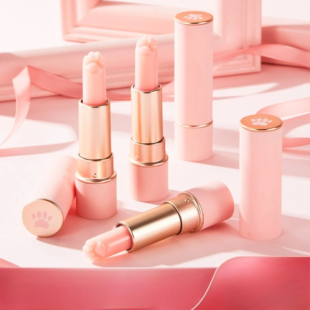 Bálsamo labial con diseño de pata de gato, cambio de temperatura, Color, hidratante, hidratación duradera para reparar labios secos y agrietados, uso diario