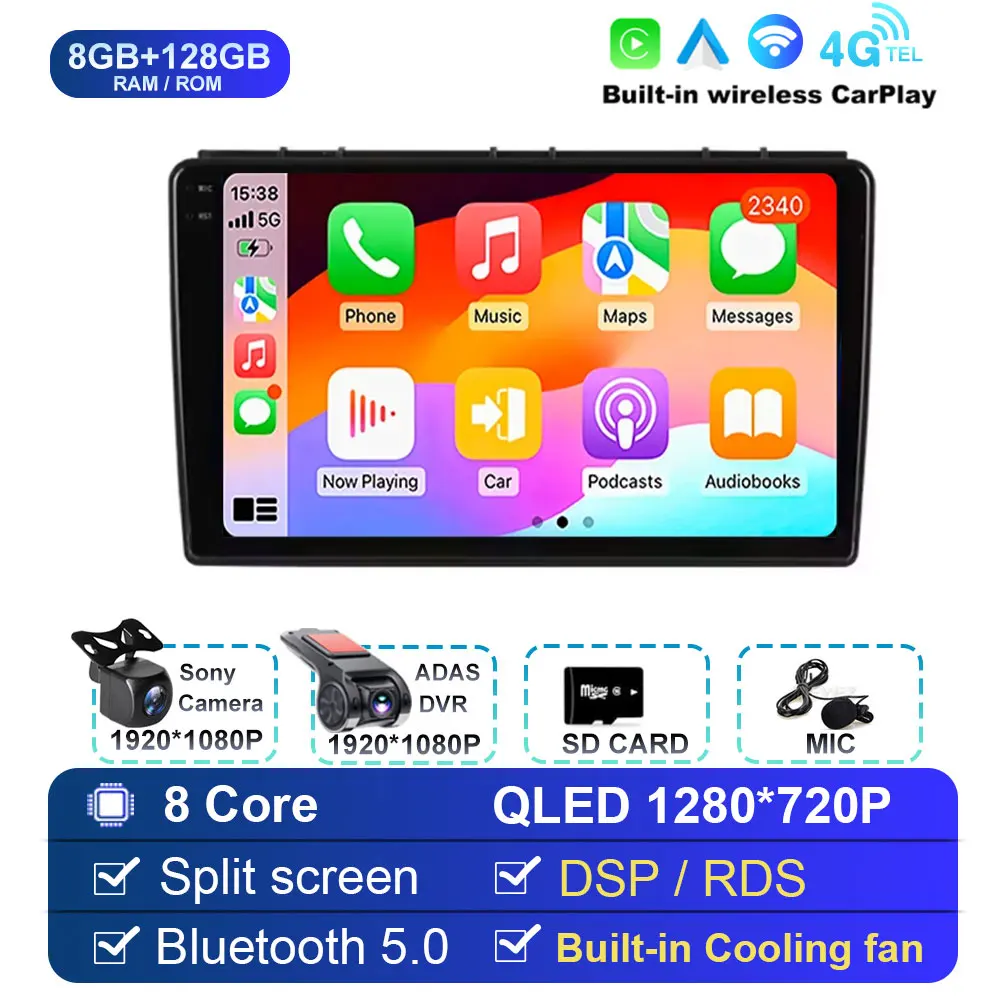 9 inch autoradio Android 15 draadloze Carplay voor Saab 3 2007-2011 multimediaspeler video stereo GPS navigatiescherm 4G WIFI