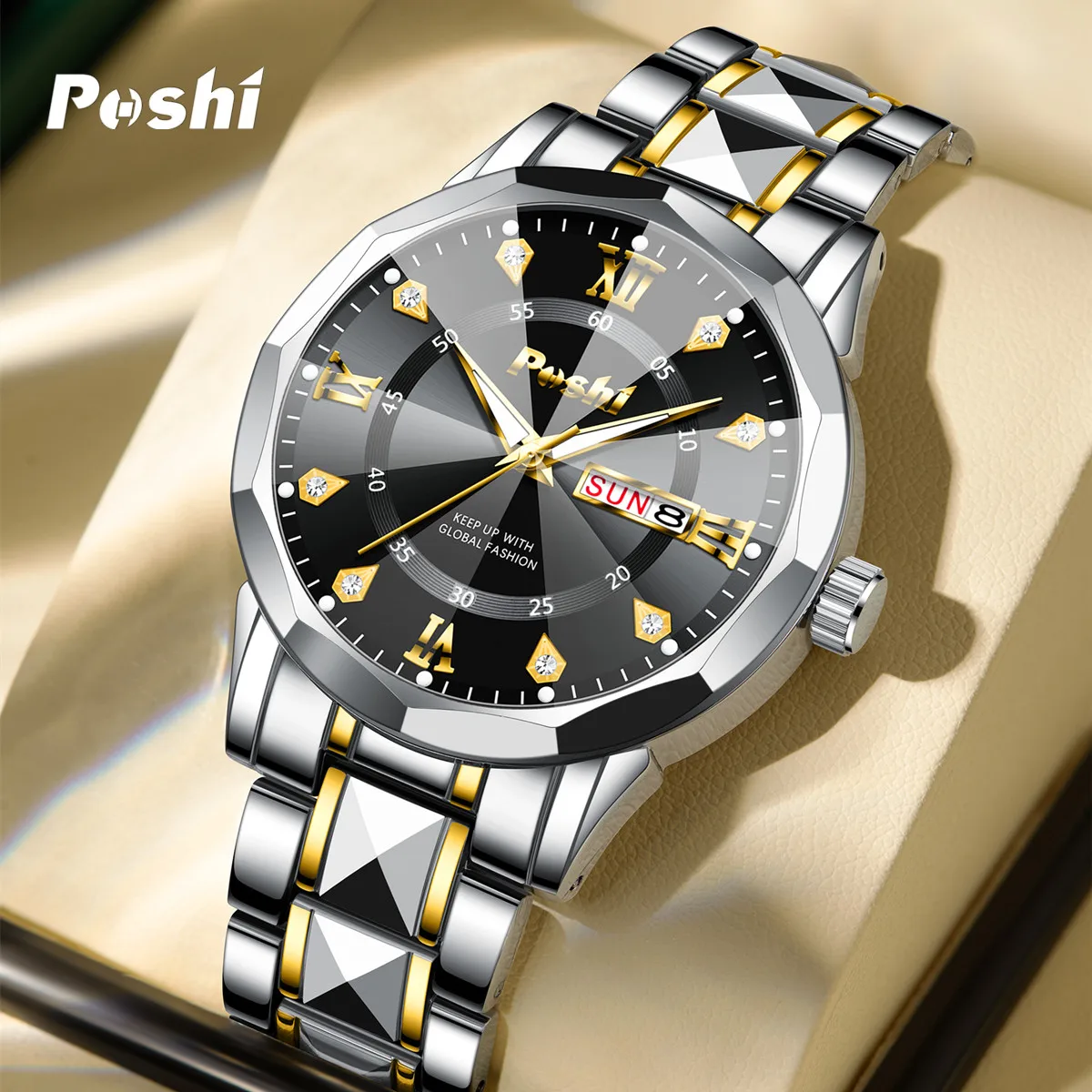 POSHI Fashion Luxury Quartz Watch for Man Business Casual Style Men\'s Wristwatch Automatic Date Original Brand with Box