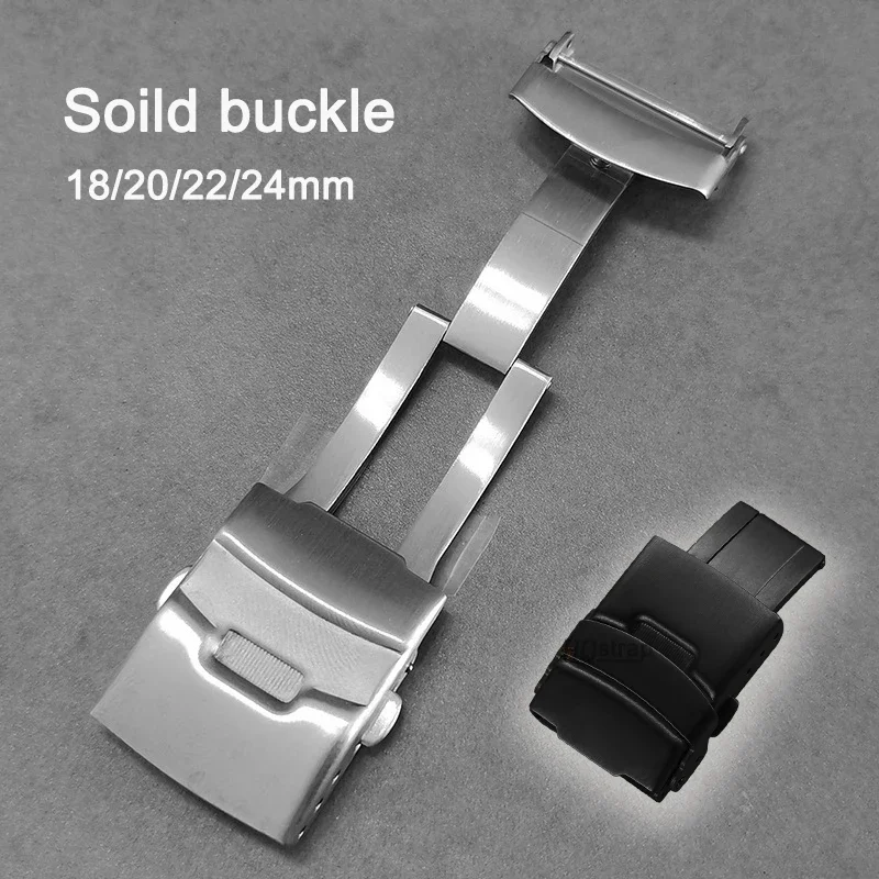 High Luxury Solid Buckle 304L Stainless Steel Thickened Double Press Folding Button Turtle Back Watch Band Clasp Accessories