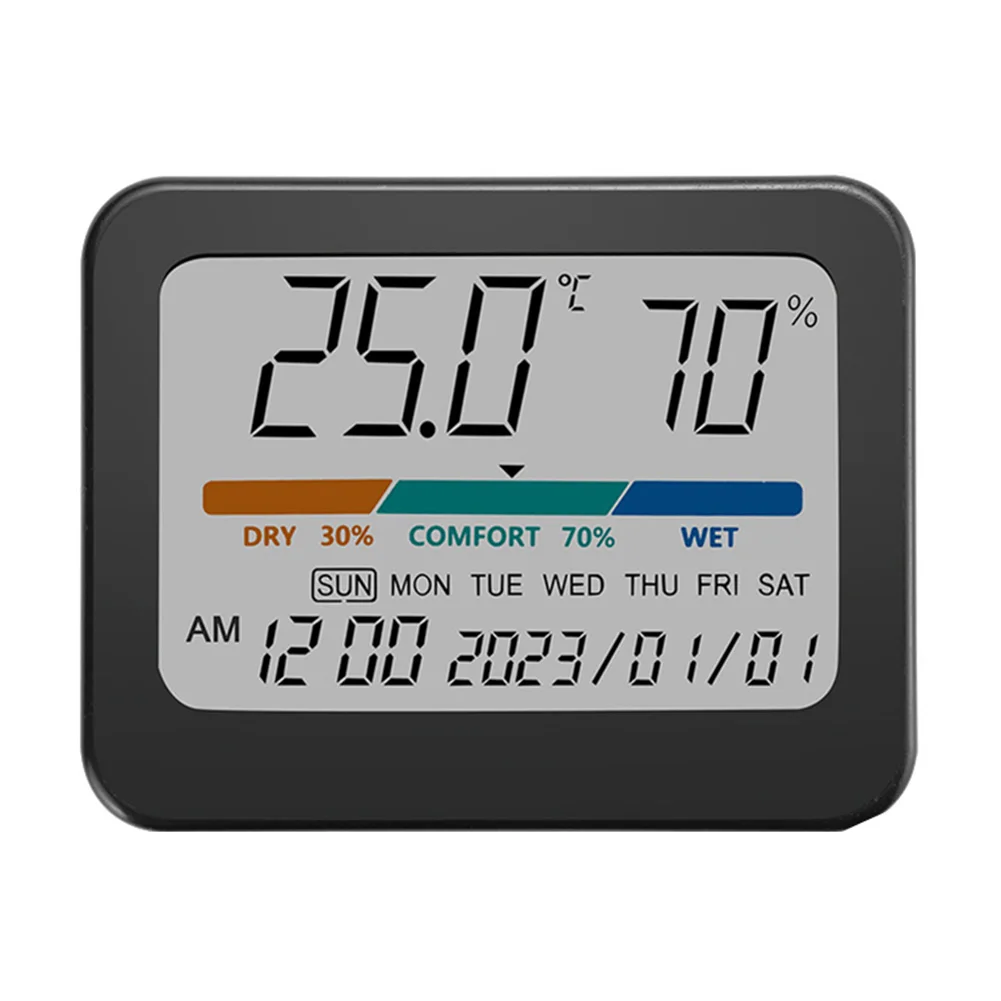 

Датчик влажности для контроля домашней среды, цифровой термометр, 12-часовой и 24-часовой формат, материал ABS, для домашнего использования