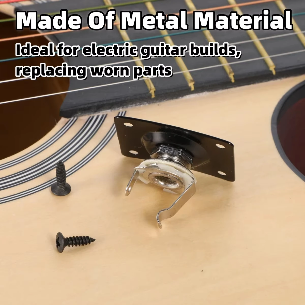 Square Rectangle Style Plate, 1/4 Inch Input Output Jack For Electric Guitar Bass Replacement Parts