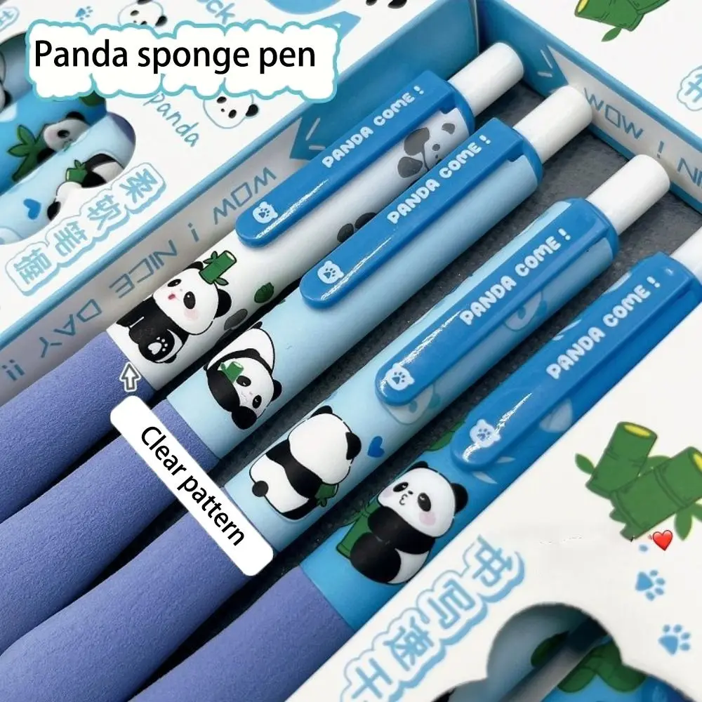 

4PCS/Box New ST Tip Panda Neutral Pen Press Type Soft Cloud Grip Signing Pen 0.5mm Black Ink Quick Drying Writing Tools Student