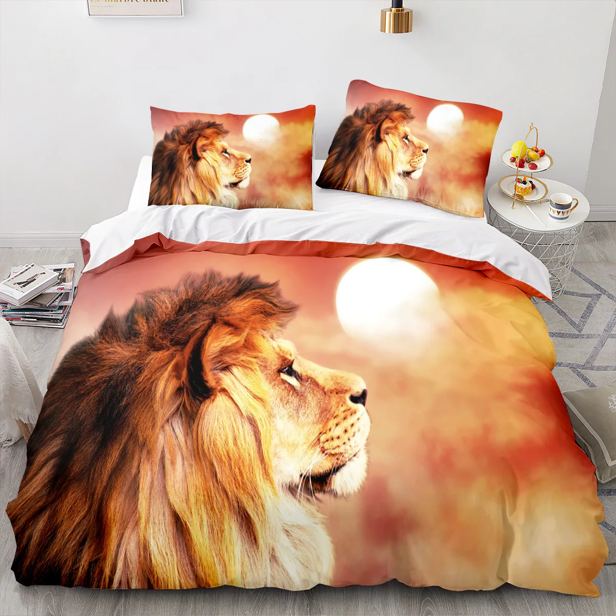 Tier Löwe Bettwäsche Set coole Tier Bettwäsche Wohnkultur Single Double Twin Size für Jungen Mädchen Kinder Erwachsene Löwe Bett bezug Set – Detail 8